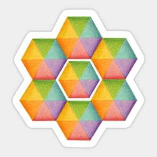 Groovy Rainbow Hexagons Sticker